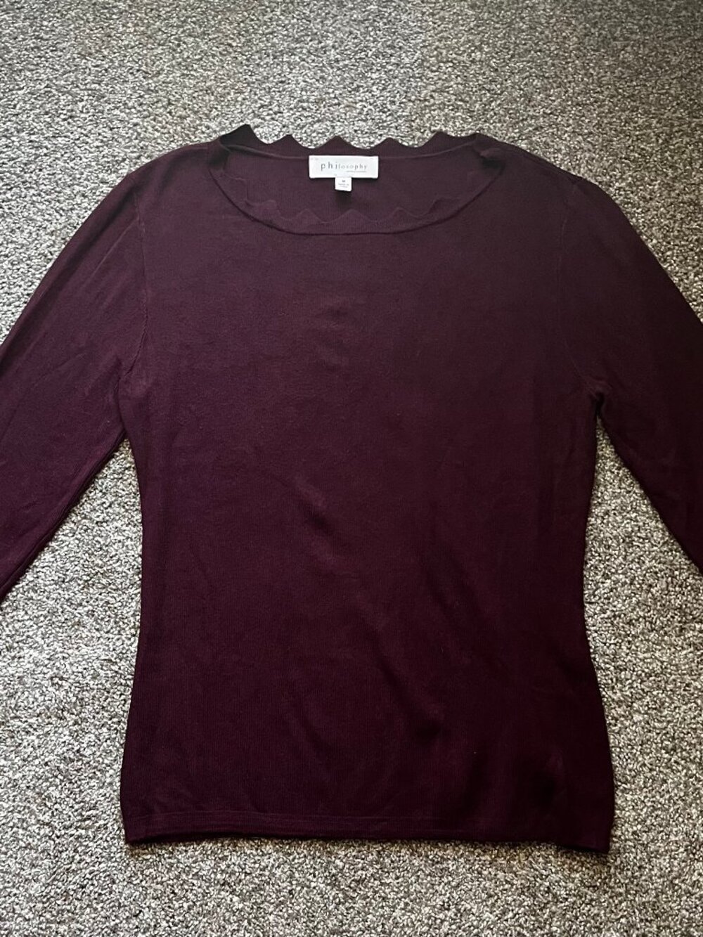 Philosphy Maroon 3/4 Sleeve Sweater M